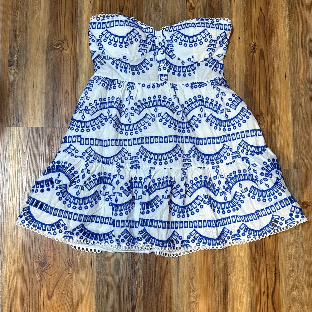 Main Strip Blue and White Patterned Dress